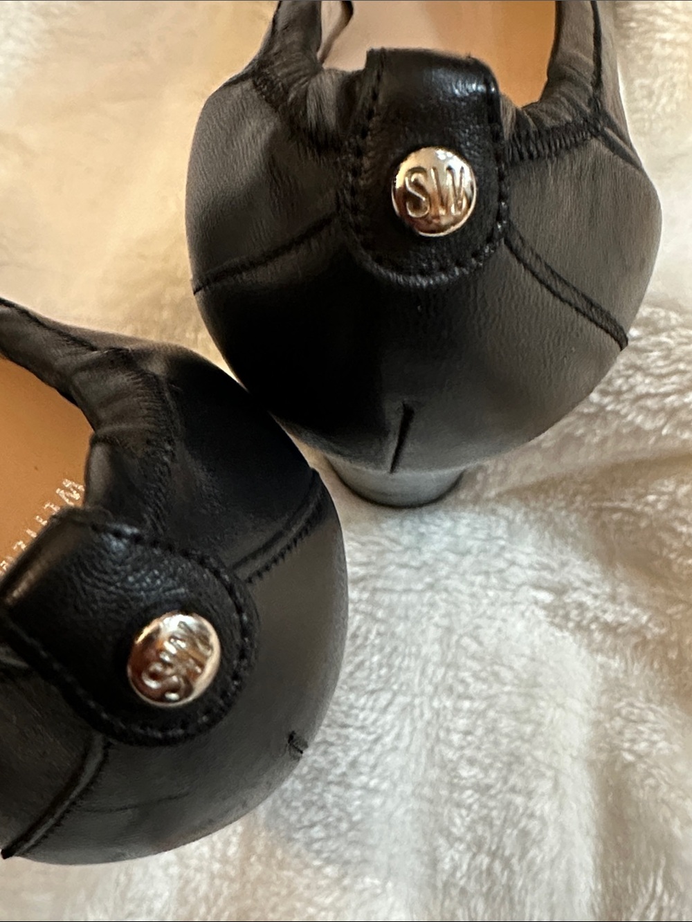 STUART WEITZMAN Leather Classic Ballet Pumps Block Heel Sz9.5 Made in Spain NWOT - Picture 10 of 17